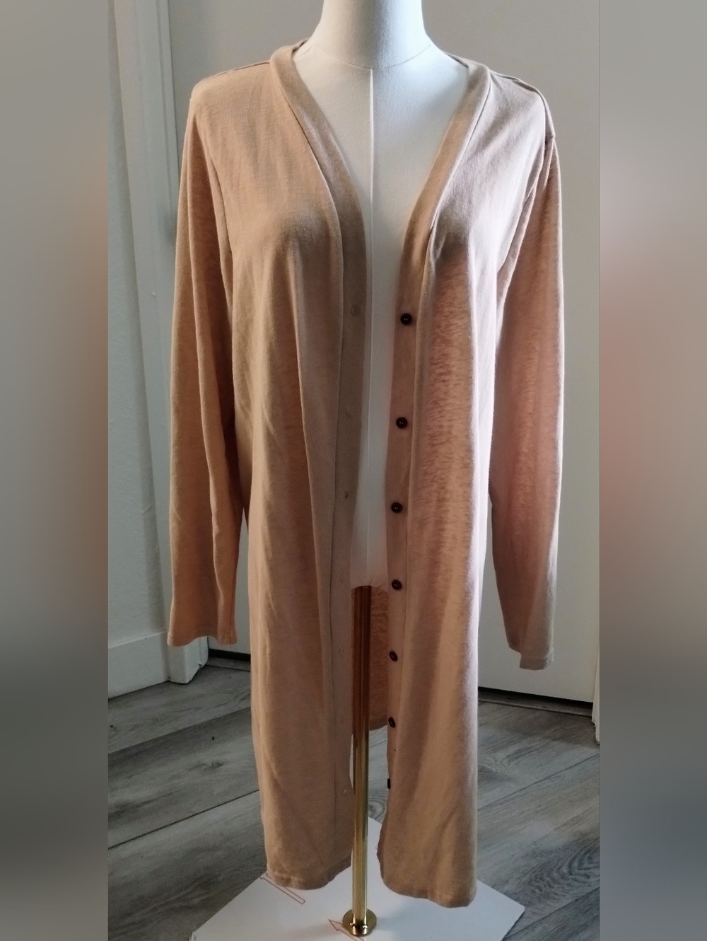 Light Tan Long Button Cardigan